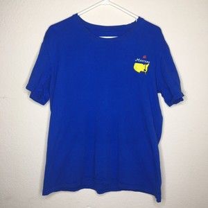 Masters Tournament Mens Size M Stretch Blue Short Sleeve Shirt